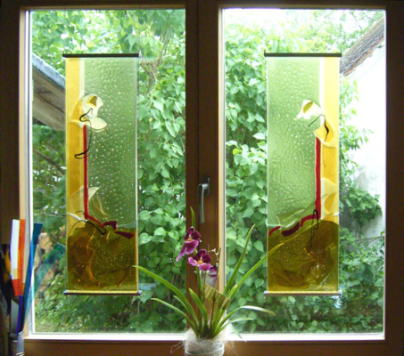 Vorhaengescheiben für Fenster aus Glas