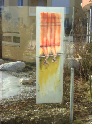 Glasmalerei Sattler - Gartengestaltung im Haus Dierig Gersthofen (Detail der Glasstele), Entwurf von Richard Haupt