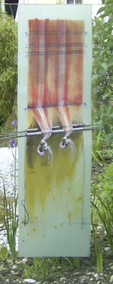 Glasmalerei Sattler - Gartengestaltung im Haus Dierig Gersthofen (Detail der Glasstele), Entwurf von Richard Haupt